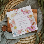 Pink Bow Wildflower Vrijgezellenfeest Kaart