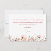 Pink Bow Wildflowers Blush Bridal Shower Bedankkaart (Achterkant)
