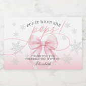 Pink Bow Winter Baby Pop It When She Pops Sparkling Wijnetiket (Enkel label)