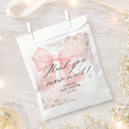Pink Bow Winter Baby shower Bedankt Bedankzakje