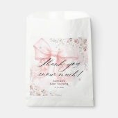 Pink Bow Winter Baby shower Bedankt Bedankzakje (Voorkant)