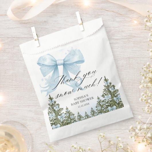 Pink Bow Winter Baby shower Bedankt Bedankzakje (Geknipt)