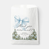 Pink Bow Winter Baby shower Bedankt Bedankzakje (Voorkant)