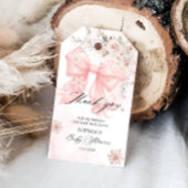 Pink Bow Winter Baby shower Bedankt Cadeaulabel