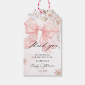 Pink Bow Winter Baby shower Bedankt Cadeaulabel (Voorkant)