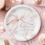 Pink Bow Winter Baby shower Party Paper Bord<br><div class="desc">Baby Het is koud buiten Roze Bow Baby shower Borden</div>