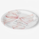 Pink Bow Winter Baby shower Party Paper Bord (Gekanteld)