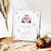 Pink Bow Winter Books Baby Shower Cards & Gifts Poster