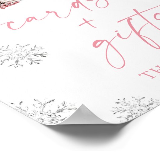 Pink Bow Winter Books Baby Shower Cards & Gifts Poster (Hoek)