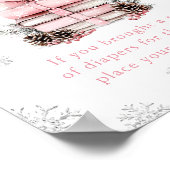 Pink Bow Winter Books Baby Shower Diaper Raffle  Poster (Hoek)