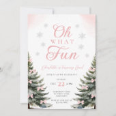 Pink Bow Winter Girl 1st Birthday Kaart (Voorkant)