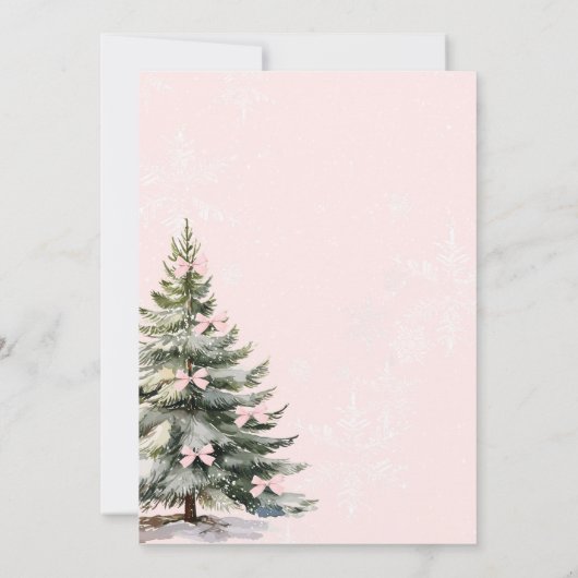 Pink Bow Winter Girl 1st Birthday Kaart (Achterkant)