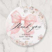 Pink Bow Winter Girl Baby shower Bedankt Bedankjes Labels (Voorkant)