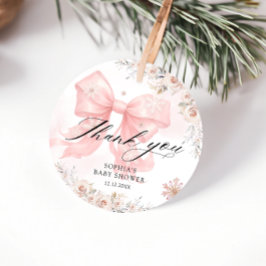 Pink Bow Winter Girl Baby shower Bedankt Bedankjes Labels