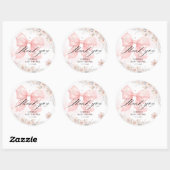 Pink Bow Winter Girl Baby shower Bedankt Ronde Sticker (Vel)