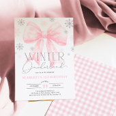 Pink Bow Winter Onederland 1e verjaardagsfeest Kaart