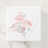 Pink Bow Winter Onederland 1st Birthday Bedankjes Labels (In situ)