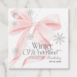 Pink Bow Winter Onederland 1st Birthday Bedankjes Labels