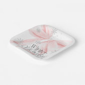 Pink Bow Winter Onederland 1st Birthday Papieren Bordje (Gebogen)