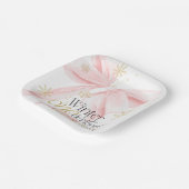 Pink Bow Winter Onederland 1st Birthday Papieren Bordje (Gebogen)