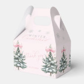 Pink Bow Winter ONEderland First Birthday Bedankdoosjes (Achterkant)