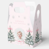 Pink Bow Winter ONEderland First Birthday Bedankdoosjes (Geopend)