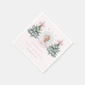 Pink Bow Winter Onederland First Birthday Napkins Servet (Hoek)