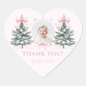 Pink Bow Winter Onederland Heart Sticker (Voorkant)