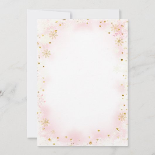 Pink Bow Winter Onederland Snowflake Verjaardag Kaart (Achterkant)