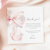 Pink Bow Winter Snowflake Baby shower Bedankkaart