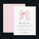 Pink Bow Winter Snowflake Baby Shower Notitiekaartje<br><div class="desc">Pink Bow Winter Snowflake Baby Shower Thank You Note Card</div>