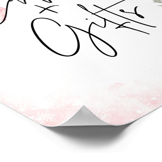 Pink Bow Winter Snowflake BabyShower Cards & Gifts Poster (Hoek)