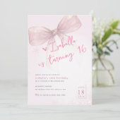 Pink Bow Winter Snowflake Girl 16th Birthday Kaart (Staand voorkant)