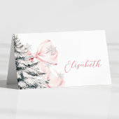 Pink Bow Winter Table Place Card  Kaart