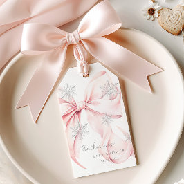 Pink Bow Winter Theme Baby shower Cadeaulabel