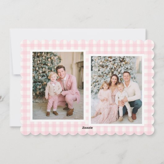 Pink Bow Wreath Christmas Feestdagenkaart (Achterkant)