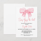 Pink Bow, ze bindt het knoop Vrijgezellenfeest Kaart (Voorkant / Achterkant)