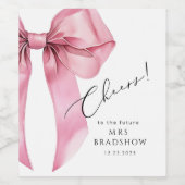 Pink Bow Ze is het knopen van de knoop Vrijgezelle Wijn Etiket (Enkel label)