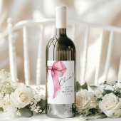 Pink Bow Ze is het knopen van de knoop Vrijgezelle Wijn Etiket