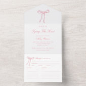 Pink Bow Ze is het vastbinden van de knoop Vrijgez All In One Uitnodiging (Binnen)