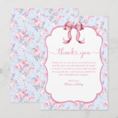 Pink Bow Ze is het vastbinden van de knoop Vrijgez Bedankkaart (Voorkant / Achterkant)