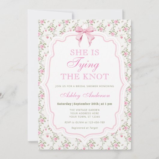 Pink Bow Ze is het vastbinden van de knoop Vrijgez Kaart (Voorkant)