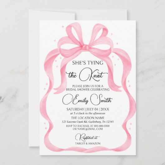 Pink Bow Ze is het vastbinden van de knoop Vrijgez Kaart (Voorkant)