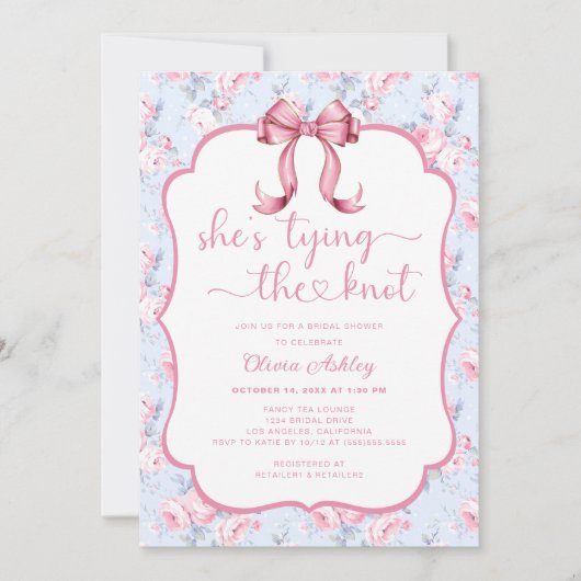 Pink Bow Ze is het vastbinden van de knoop Vrijgez Kaart (Voorkant)