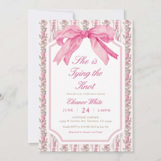 Pink Bow Ze is het vastbinden van de knoop Vrijgez Kaart (Voorkant)