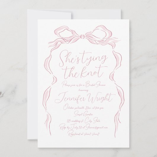 Pink Bow Ze is het vastbinden van de knoop Vrijgez Kaart (Voorkant)