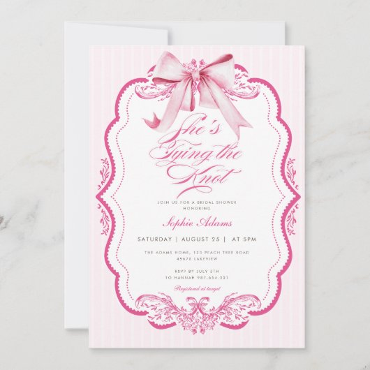 Pink Bow Ze is het vastbinden van de knoop Vrijgez Kaart (Voorkant)