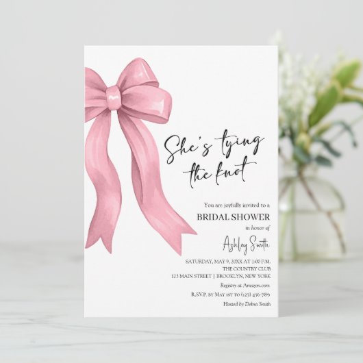 Pink Bow Ze is het vastbinden van de knoop Vrijgez Kaart (Staand voorkant)