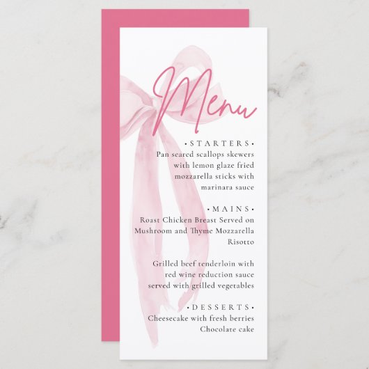 Pink Bow Ze is het vastbinden van de knoop Vrijgez Menu (Voorkant / Achterkant)