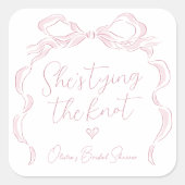 Pink Bow Ze is het vastbinden van de knoop Vrijgez Vierkante Sticker (Voorkant)